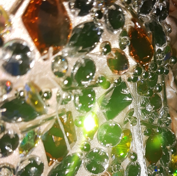 Bejeweled peach sweetheart short full skirt prom / party dress Goya London 10-12 - Picture 9 of 16